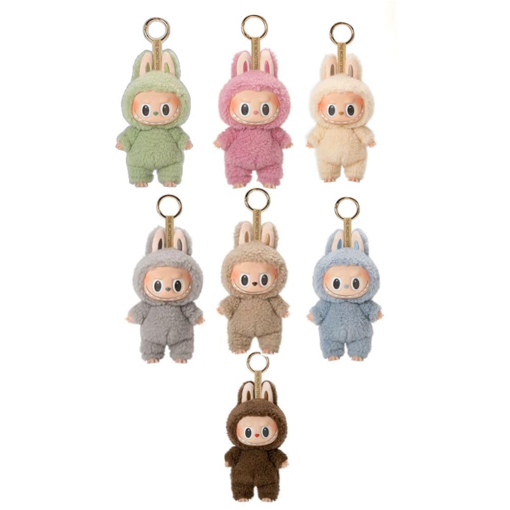 Ambizion Labubu The Monsters Porte-clés en forme de poupée en peluche, avec boîte surprise, pour téléphone portable, sac à main et clés, cadeau de Noël et d’anniversaire, multicolore, S