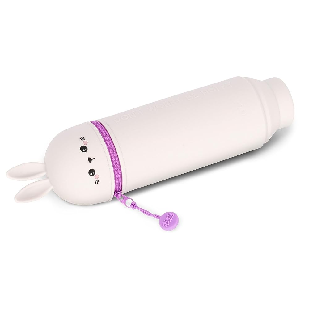 LEGAMI - Kawaii Étui École 2 en 1 en Silicone Souple, Porte-stylos de Table, Fermeture à Glissière, Crayons Crayons Stylos, H 18.5 cm