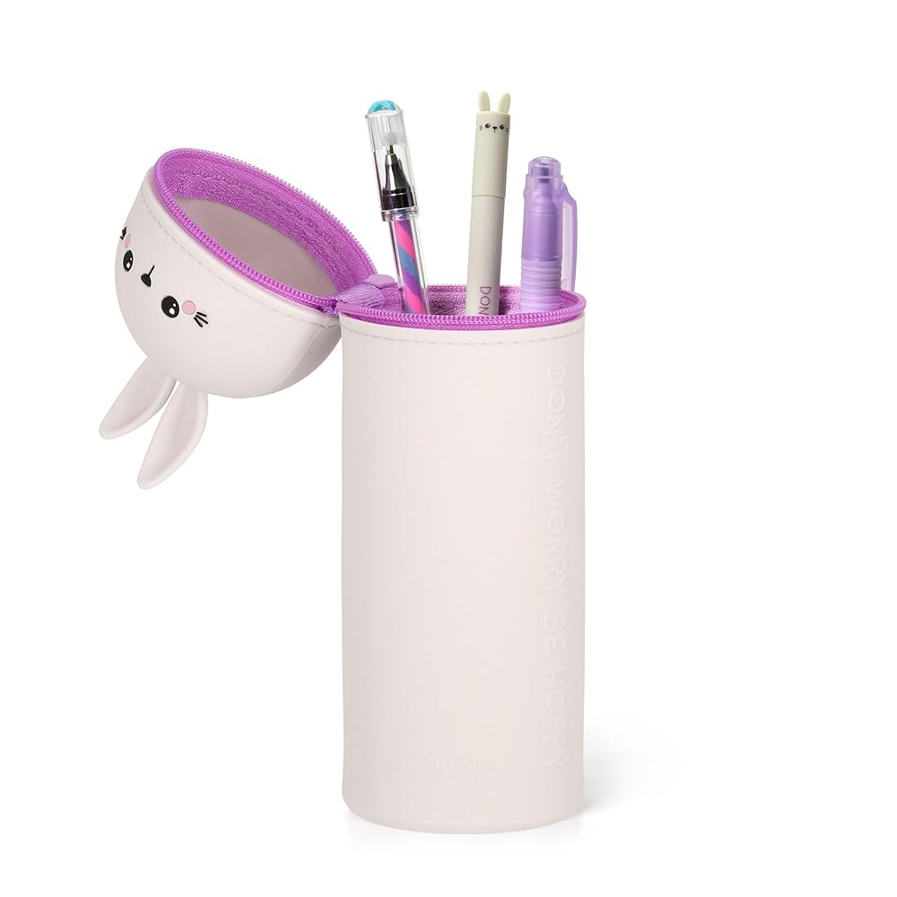 LEGAMI - Kawaii Étui École 2 en 1 en Silicone Souple, Porte-stylos de Table, Fermeture à Glissière, Crayons Crayons Stylos, H 18.5 cm