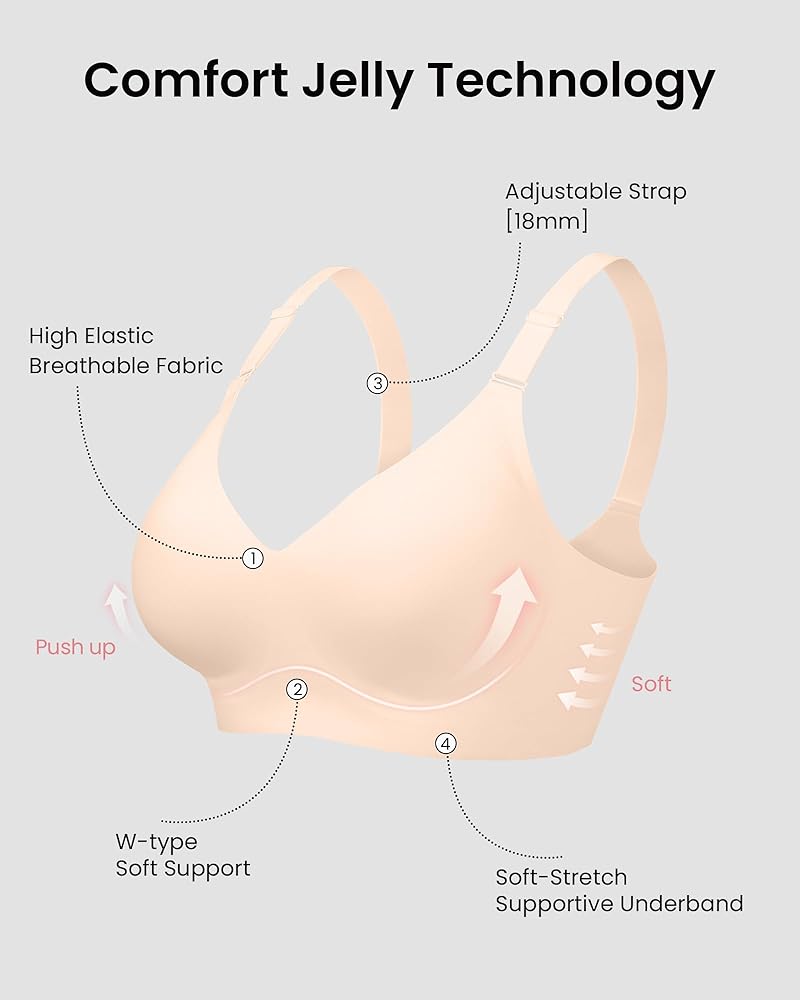 HORISUN Soutien-gorge confortable sans couture pour femme avec soutien doux, taille normale et grande