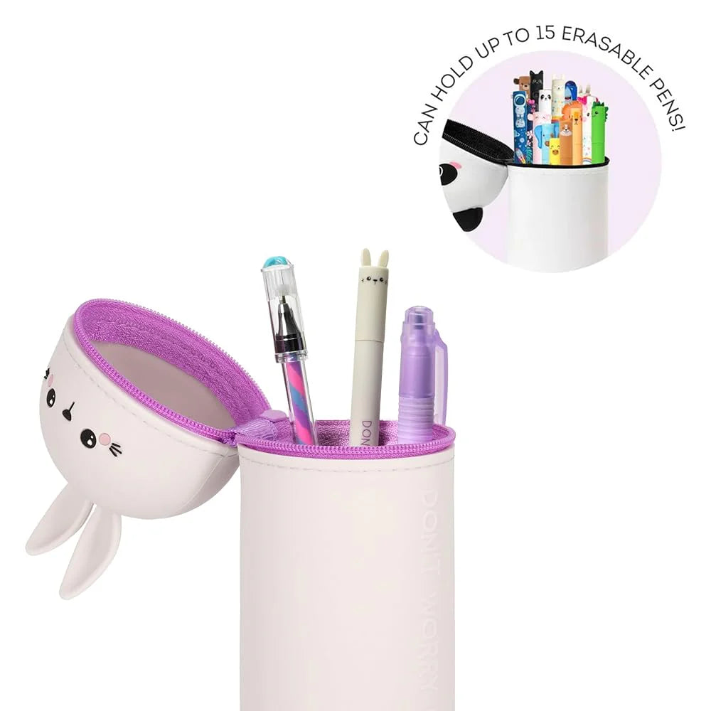 LEGAMI - Kawaii Étui École 2 en 1 en Silicone Souple, Porte-stylos de Table, Fermeture à Glissière, Crayons Crayons Stylos, H 18.5 cm
