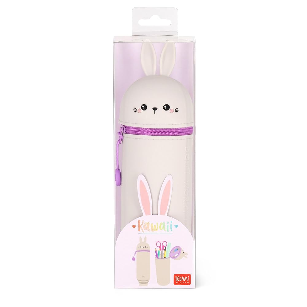 LEGAMI - Kawaii Étui École 2 en 1 en Silicone Souple, Porte-stylos de Table, Fermeture à Glissière, Crayons Crayons Stylos, H 18.5 cm
