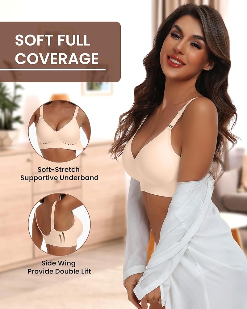 HORISUN Soutien-gorge confortable sans couture pour femme avec soutien doux, taille normale et grande