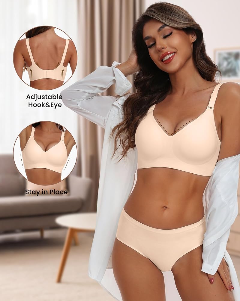 HORISUN Soutien-gorge confortable sans couture pour femme avec soutien doux, taille normale et grande