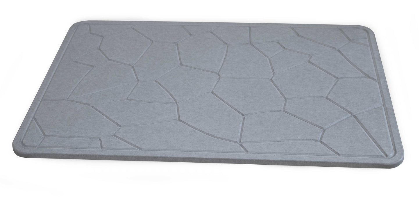 Engraved Geometric Pattern Quick-dry Stone Shower & Bath Mat | Dark Grey