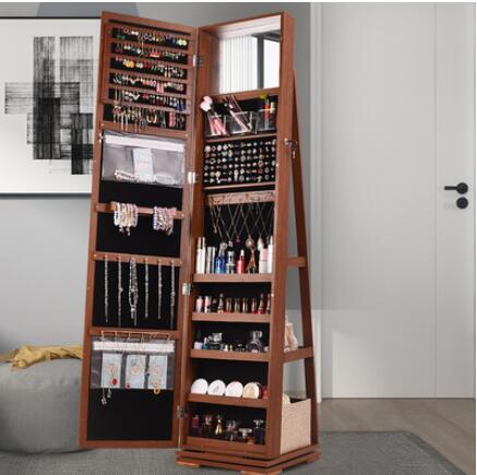 Armoire à bijoux rotative éclairée à 360