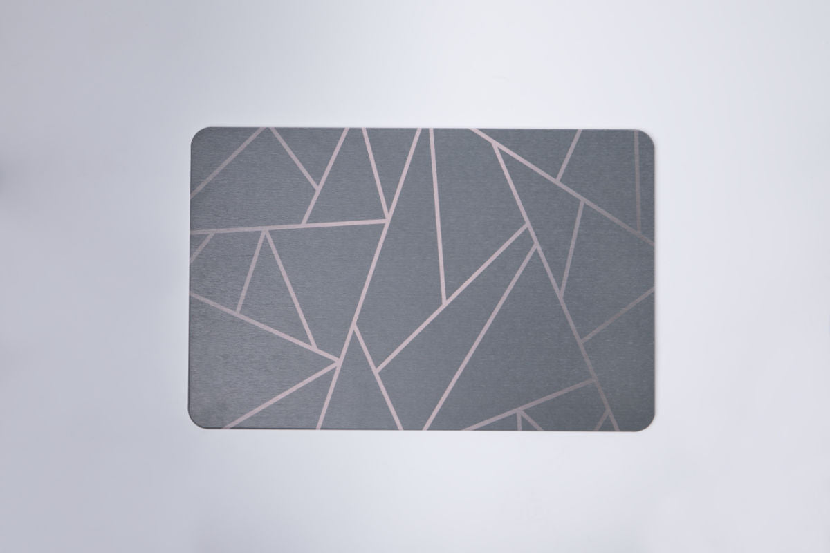 Quick-dry Stone Shower & Bath Mat | Grey Pink Geometric