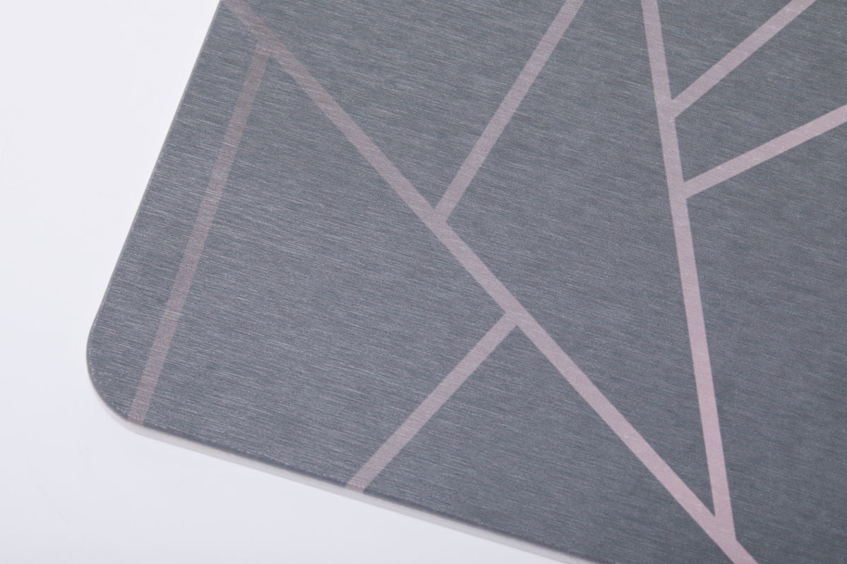 Quick-dry Stone Shower & Bath Mat | Grey Pink Geometric