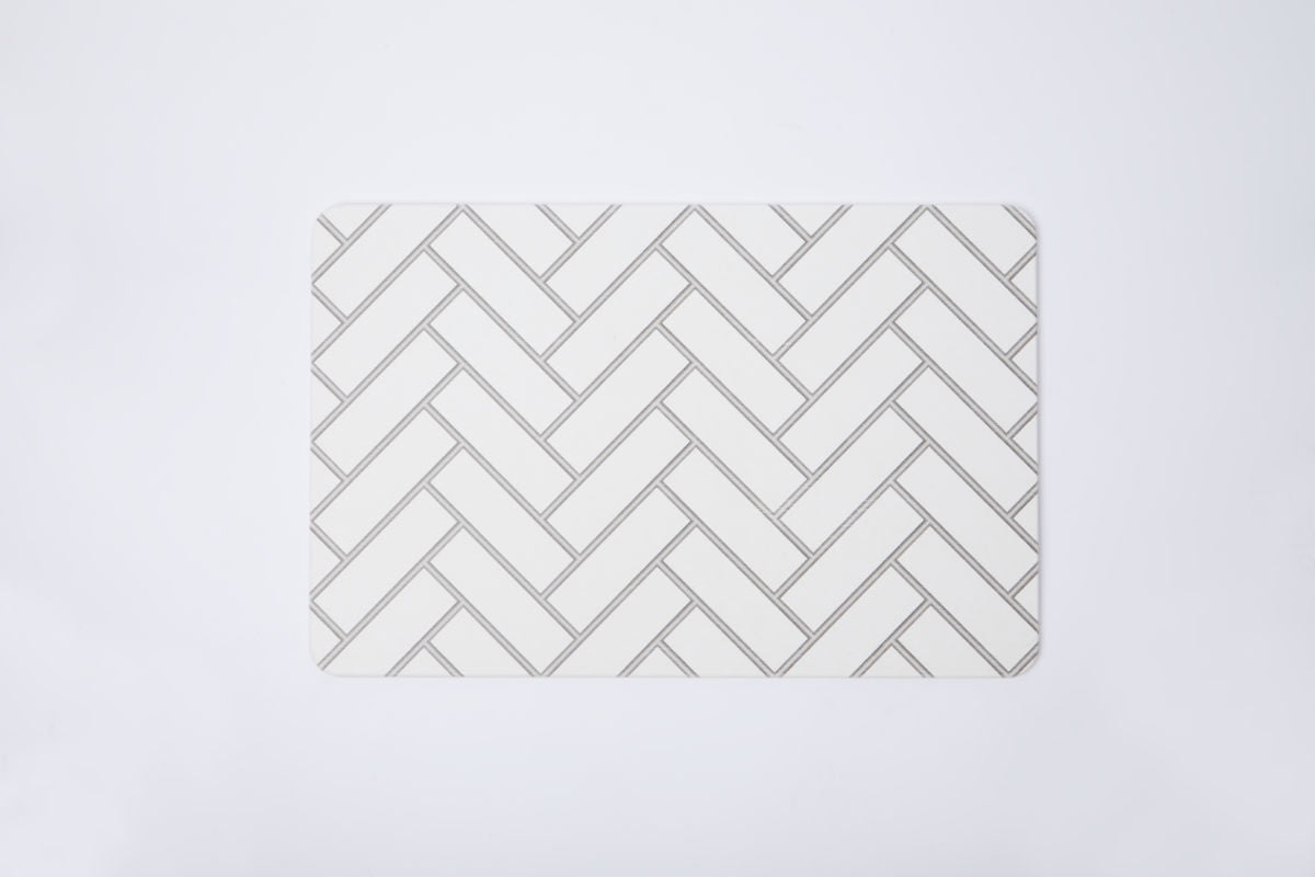 Quick-dry Stone Shower & Bath Mat | White Parquet