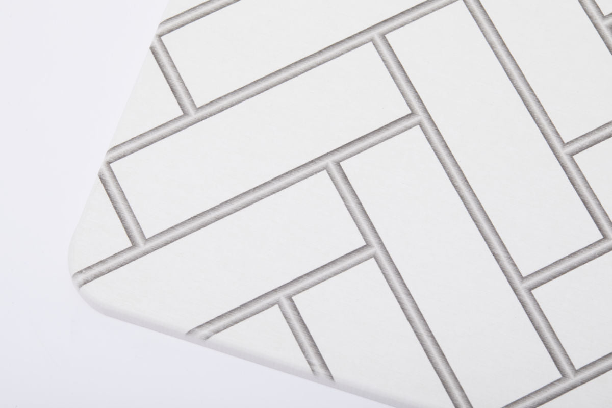 Quick-dry Stone Shower & Bath Mat | White Parquet