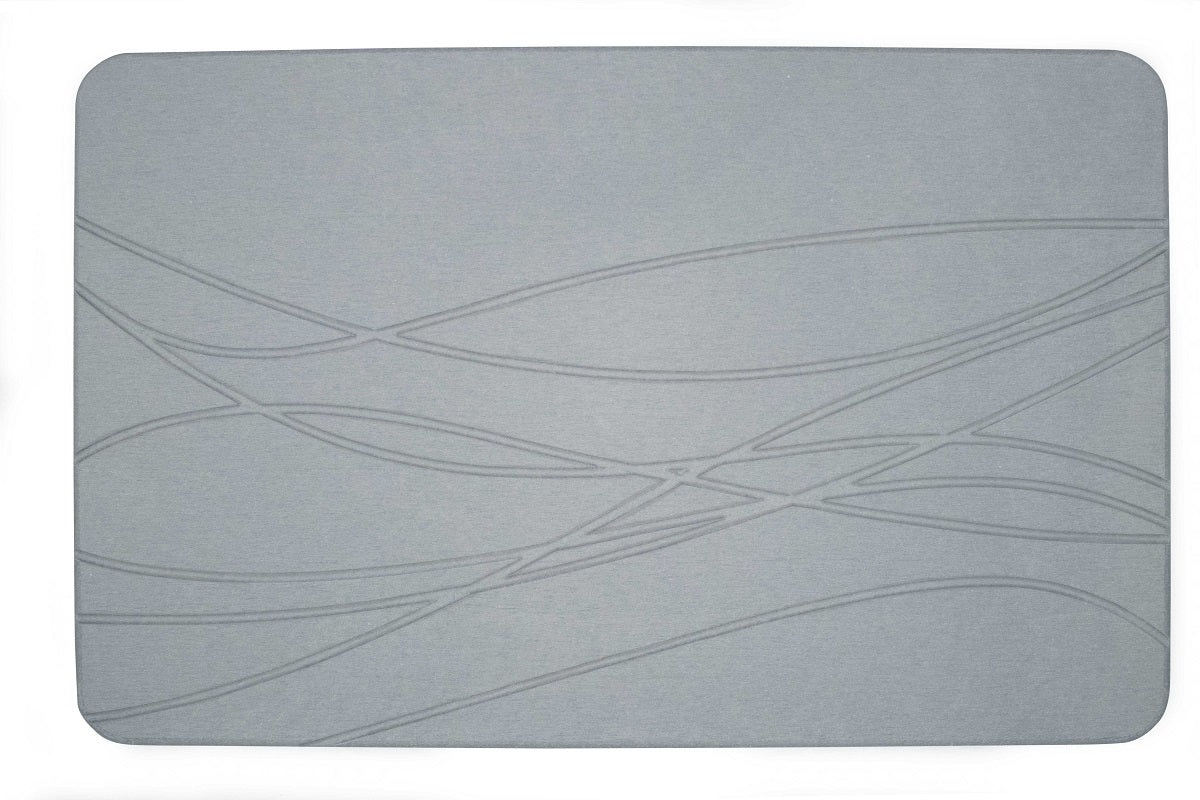 Engraved Curved Line Pattern Quick-dry Stone Shower & Bath Mat | Dark Grey