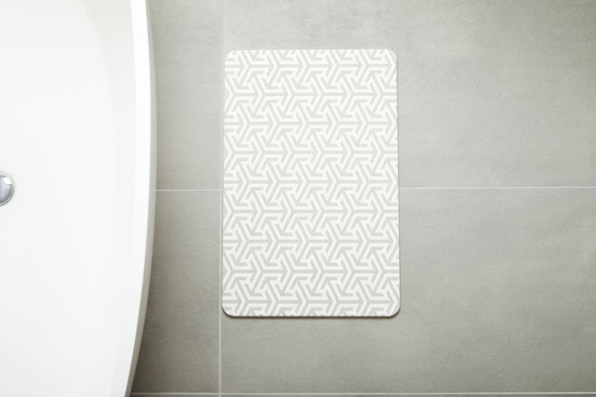 Quick-dry Stone Shower & Bath Mat | White/Light Grey