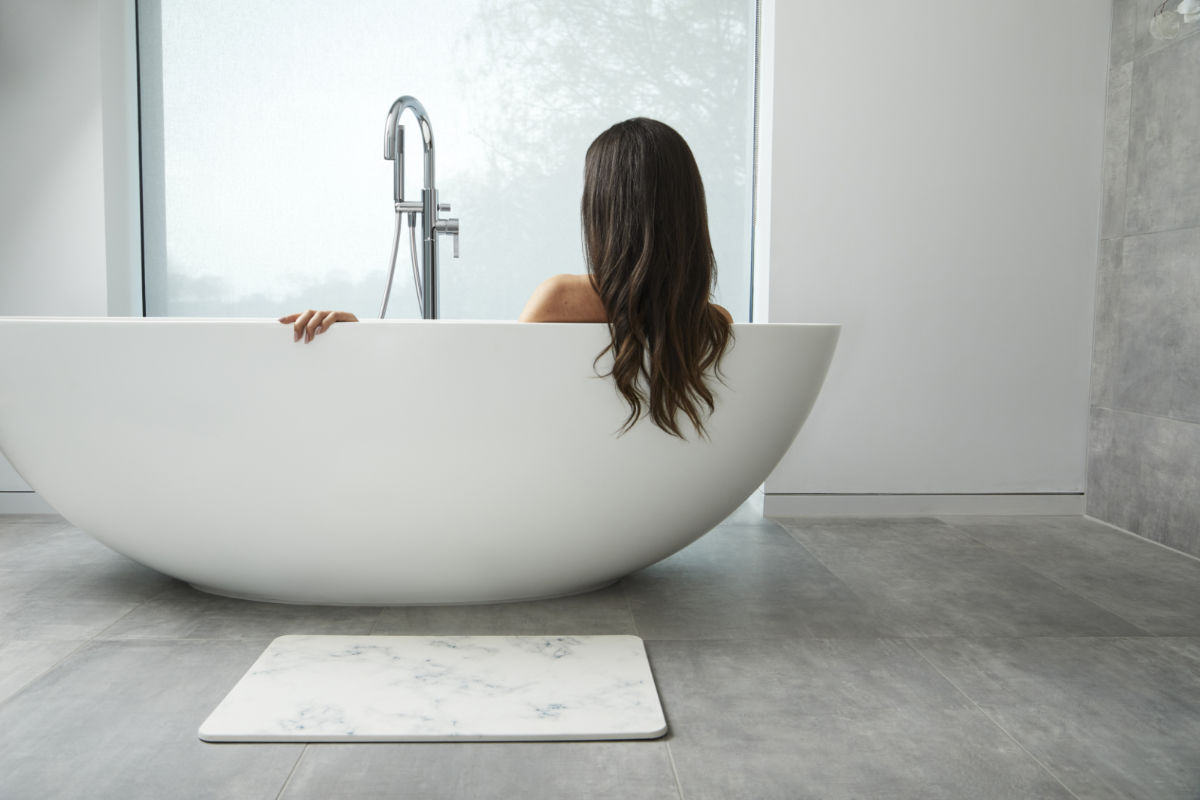 Quick-dry Stone Shower & Bath Mat | White Marble