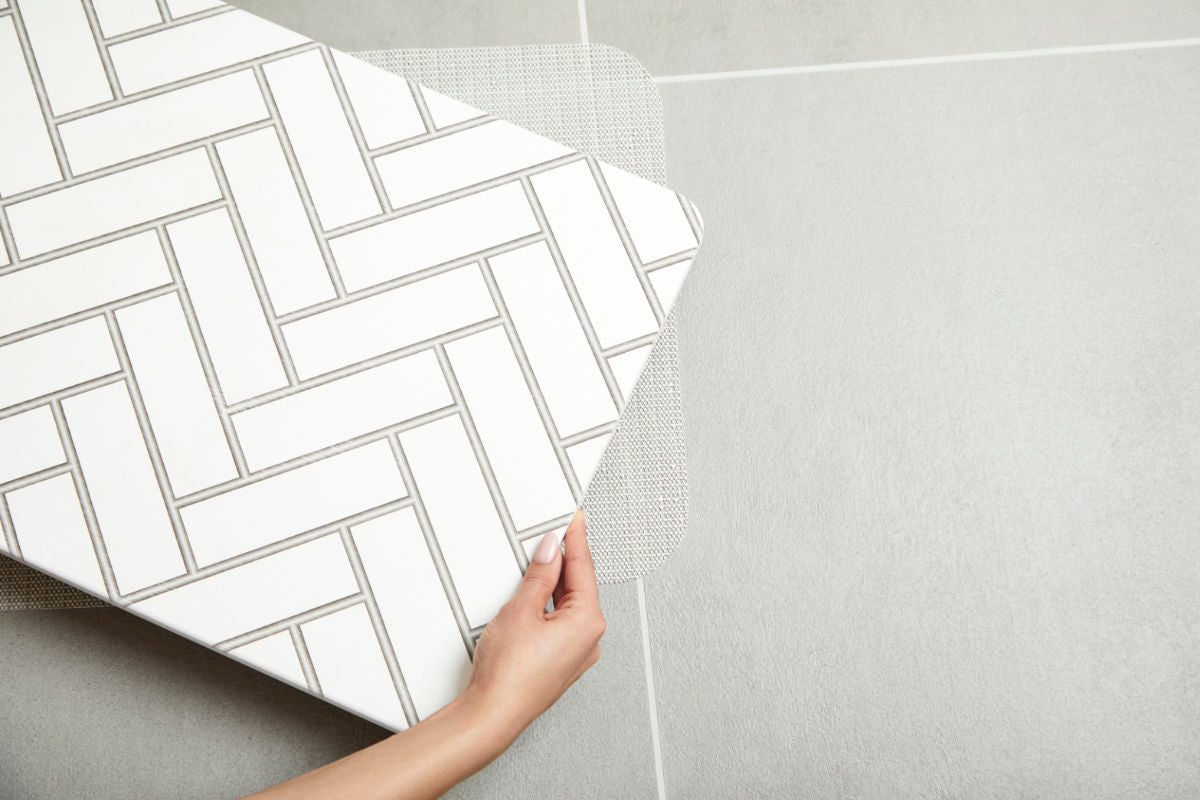 Quick-dry Stone Shower & Bath Mat | White Parquet