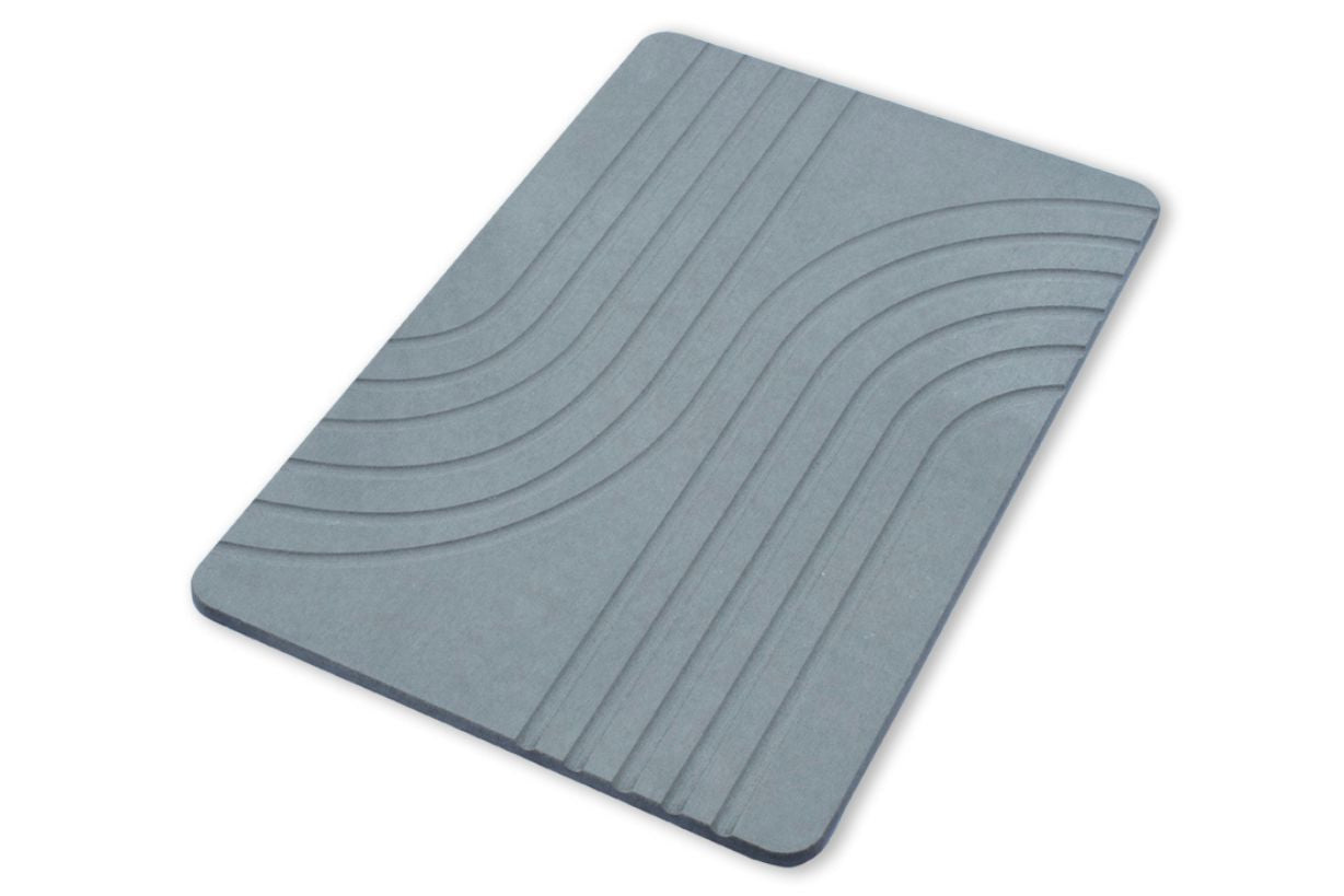 Quick-dry Engraved Stone Shower & Bath Mat | Curved Dark Grey