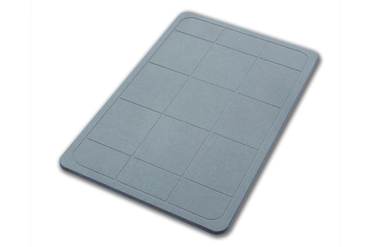 Quick-dry Engraved Stone Shower & Bath Mat | Square Dark Grey