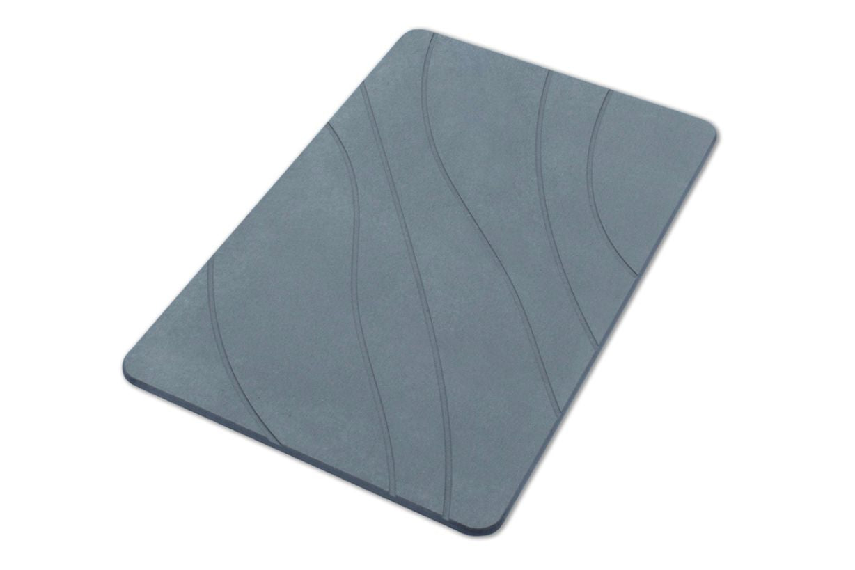 Engraved Line Pattern Quick-dry Stone Shower & Bath Mat | Dark Grey