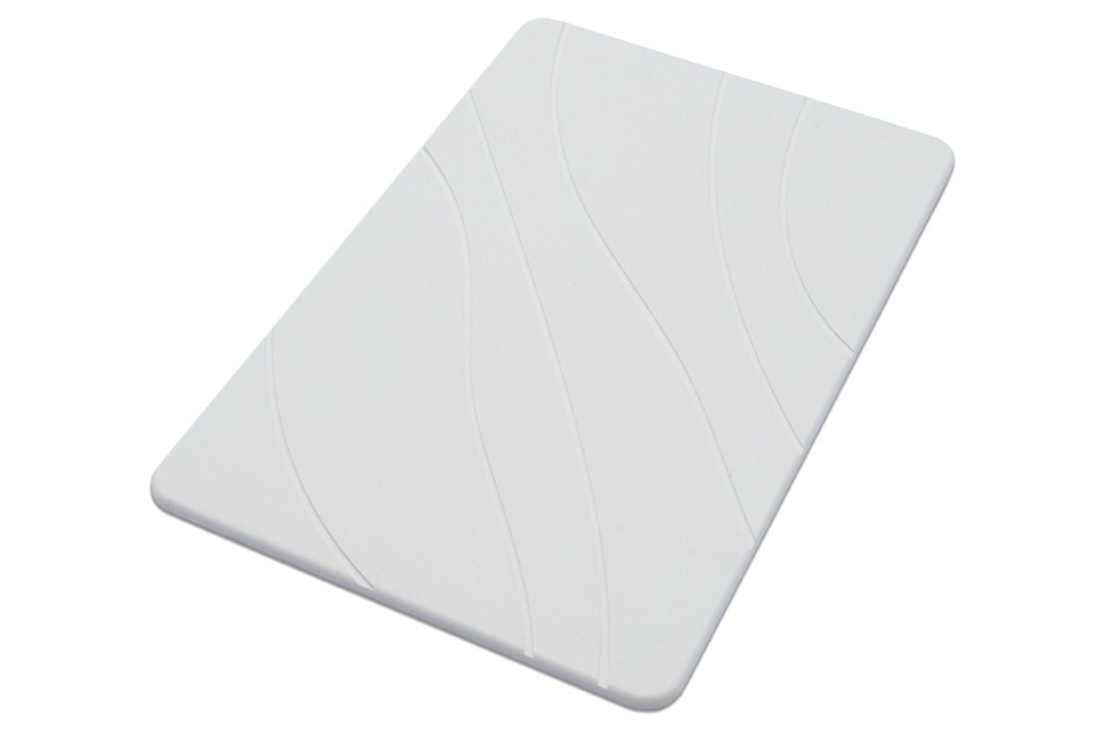 Engraved Line Pattern Quick-dry Stone Shower & Bath Mat | White