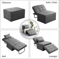 Multifunctional Folding Footrest Bed Modern Adjustable Backrest Sleeping Sofa Bed Suitable For Living Room Apartment