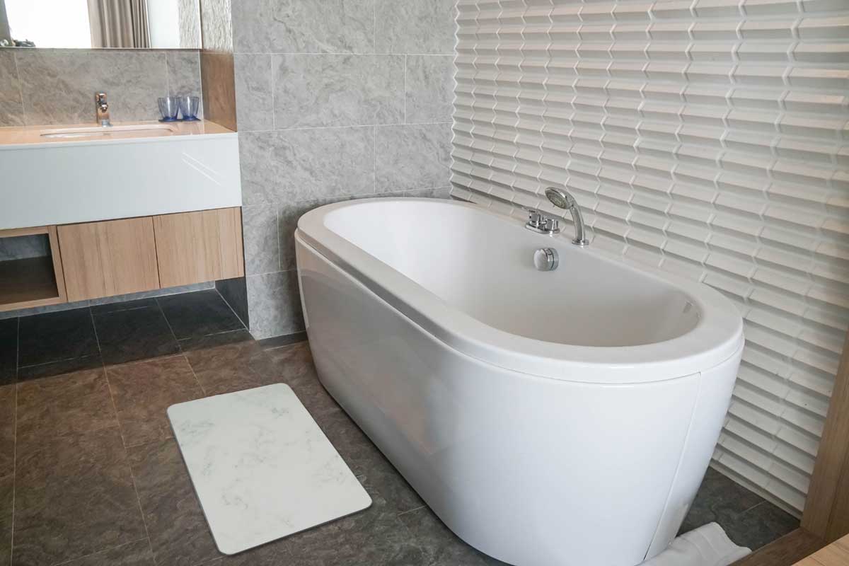 Quick-dry Stone Shower & Bath Mat | White Marble