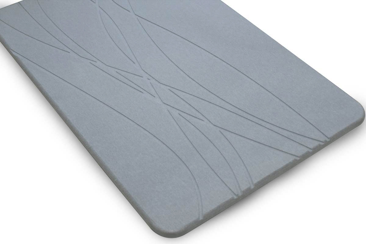 Engraved Curved Line Pattern Quick-dry Stone Shower & Bath Mat | Dark Grey