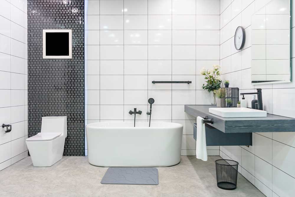 Engraved Geometric Pattern Quick-dry Stone Shower & Bath Mat | Dark Grey