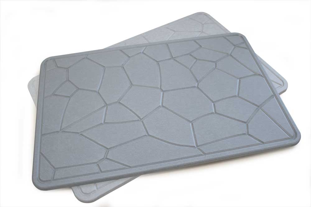 Engraved Geometric Pattern Quick-dry Stone Shower & Bath Mat | Dark Grey