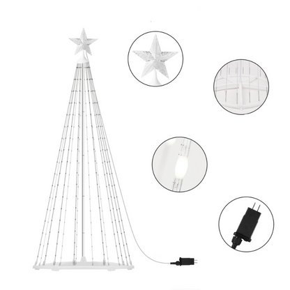 Arbre de Noël animé à LED multicolores de 6.4FT pour l'extérieur