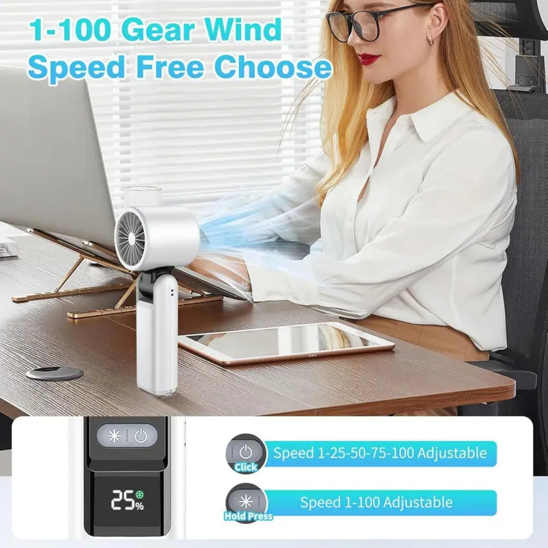 Ventilateur turbo portable multifonction, ventilateur à main à 5 vitesses avec technologie Air Turbo pour activités de plein air