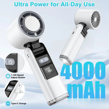 Ventilateur turbo portable multifonction, ventilateur à main à 5 vitesses avec technologie Air Turbo pour activités de plein air