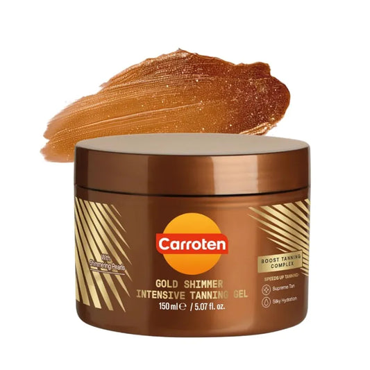 Carroten Intensive Tanning Gel GOLD 150ml - Accelerateur de Bronzage - Huile de Bronzage - Activateur de Bronzage - avec Perles Paillettes - SPF0