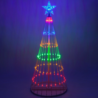 Arbre de Noël animé à LED multicolores de 6.4FT pour l'extérieur