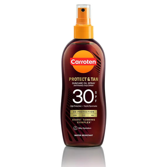 Carroten OmegaCare Tanning Oil FPS 30, 150 ml - Huile Bronzante avec Acides Gras Oméga - Accelerateur de Bronzage avec Protection Solaire - Spray Solaire Protectrice