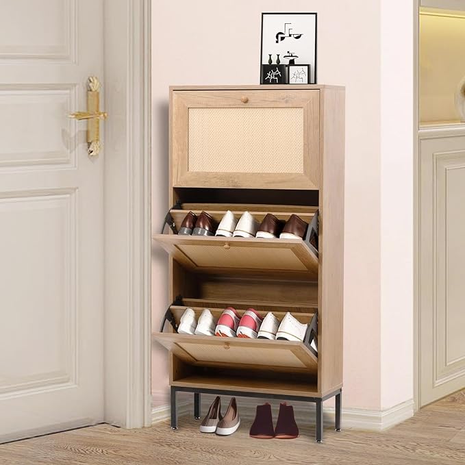 Wekity AWQ1 - Rangement à chaussures en rotin : Une touche bohème et élégante pour votre intérieur 🇫🇷