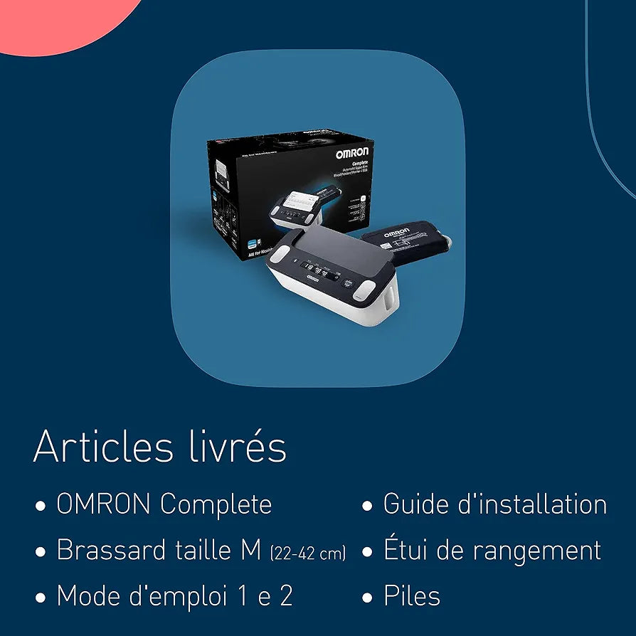 OMRON Complete Tensiomètre Bras et Appareil a Électrocardiogramme  | Validé cliniquement | Pour la détection de l'hypertension et le dépistage de la Fibrillation Auriculaire  à domicile