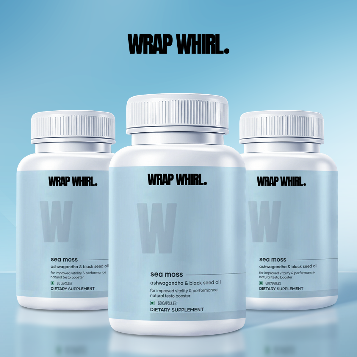 Wrap Whirl Natural Sea Moss Caps: Powered with Ashwagandha, Black Seed, & Vitamin D3