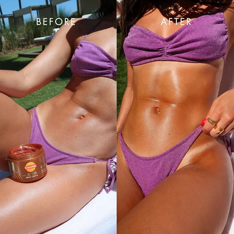 Carroten Intensive Tanning Gel GOLD 150ml - Accelerateur de Bronzage - Huile de Bronzage - Activateur de Bronzage - avec Perles Paillettes - SPF0
