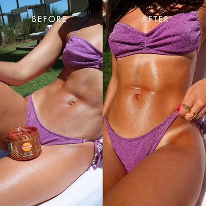 Carroten Intensive Tanning Gel GOLD 150ml - Accelerateur de Bronzage - Huile de Bronzage - Activateur de Bronzage - avec Perles Paillettes - SPF0