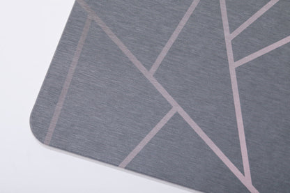 Quick-dry Stone Shower & Bath Mat | Grey Pink Geometric