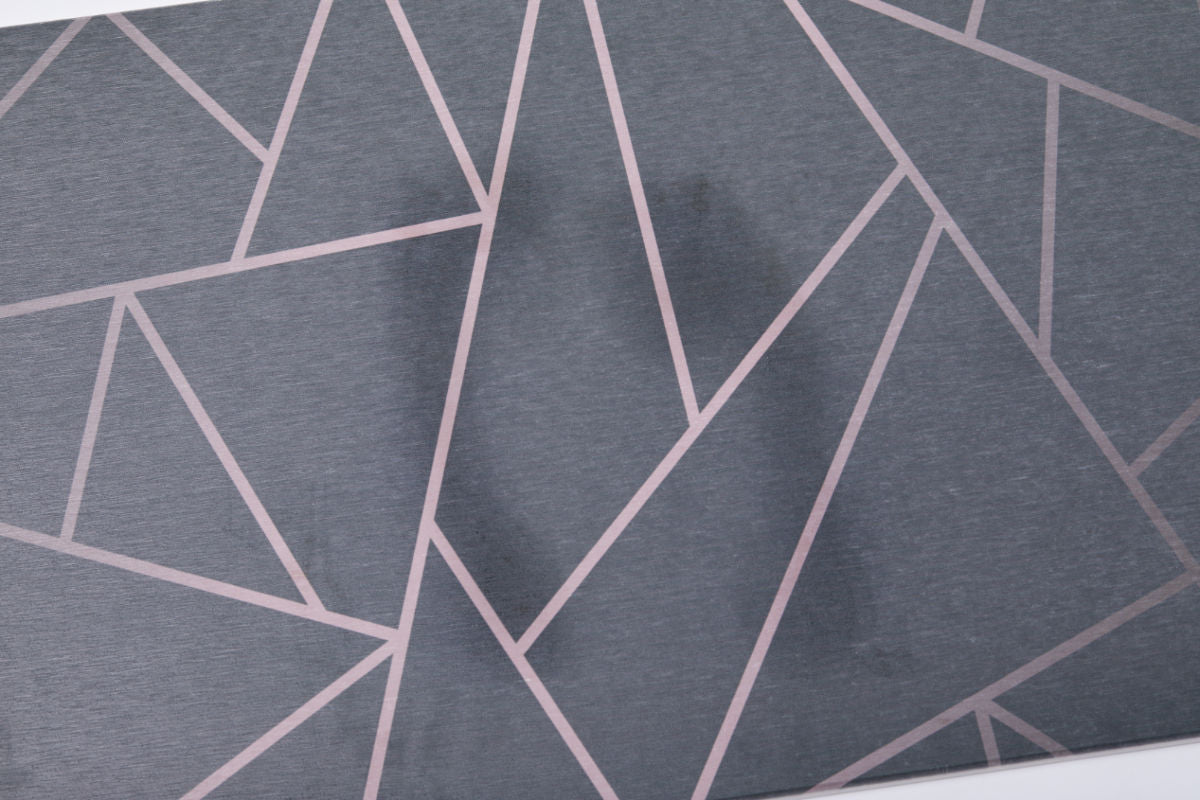 Quick-dry Stone Shower & Bath Mat | Grey Pink Geometric