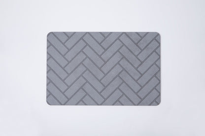 Quick-dry Stone Shower & Bath Mat | Grey Parquet Tile
