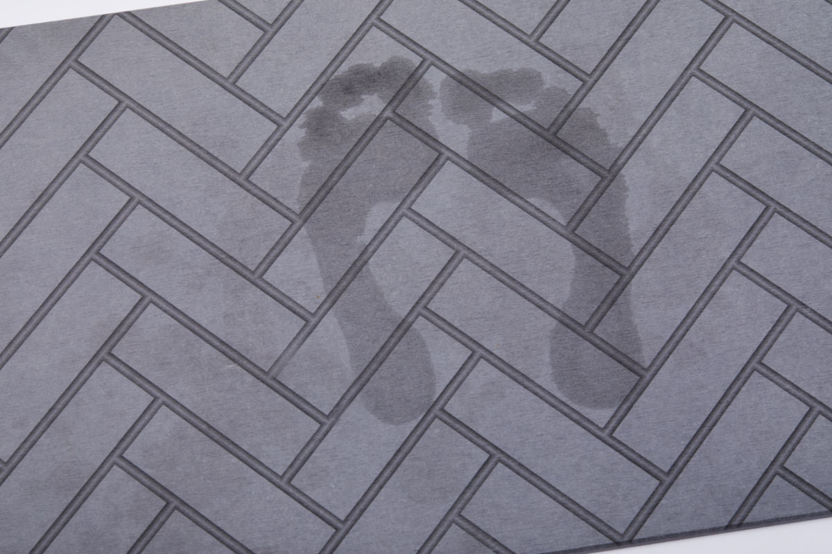 Quick-dry Stone Shower & Bath Mat | Grey Parquet Tile