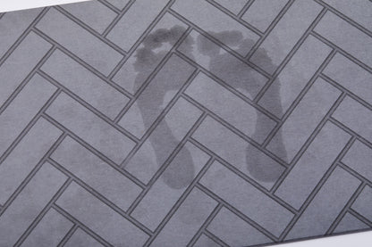 Quick-dry Stone Shower & Bath Mat | Grey Parquet Tile