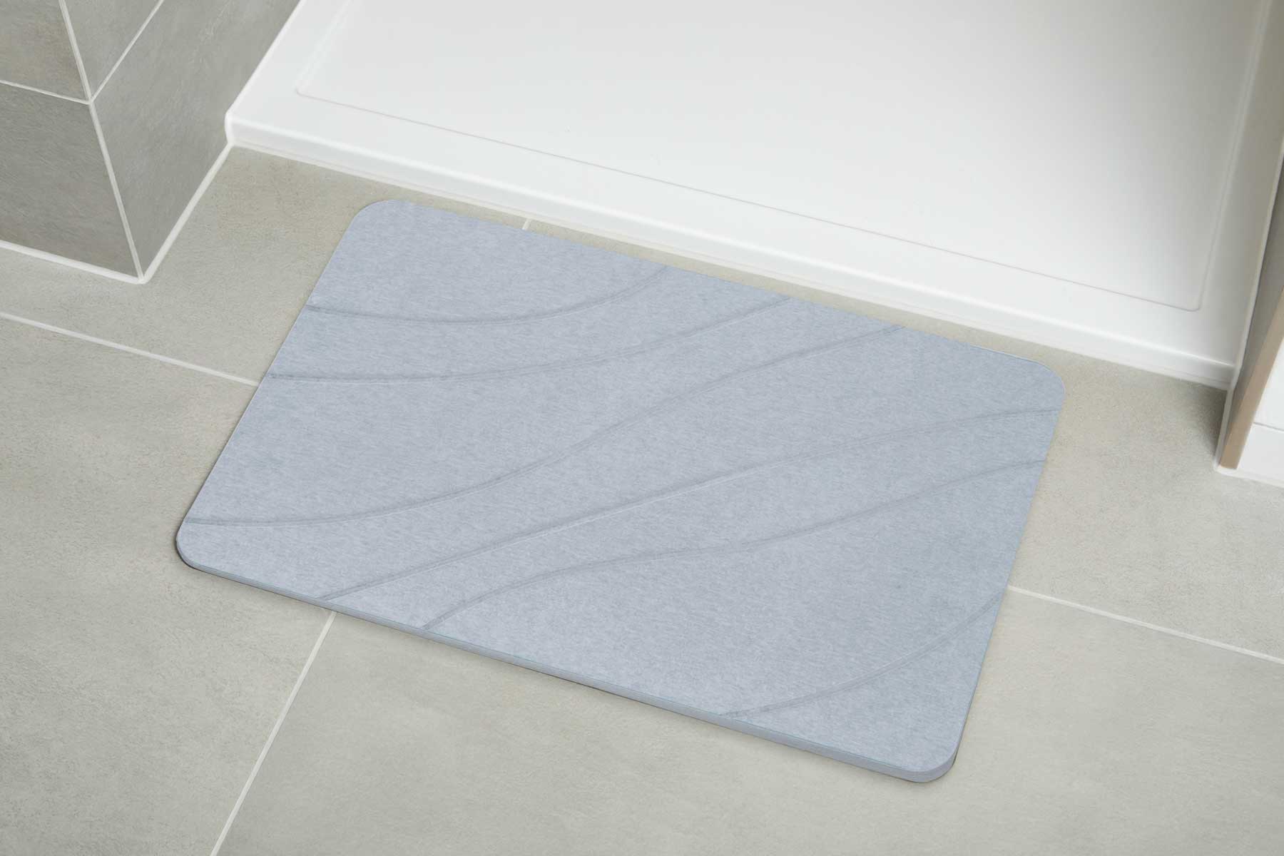 Engraved Line Pattern Quick-dry Stone Shower & Bath Mat | Light Grey