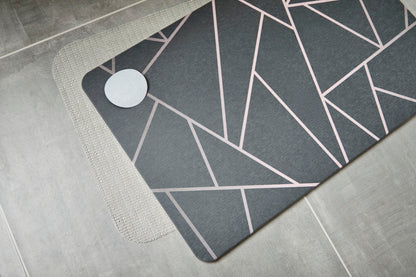 Quick-dry Stone Shower & Bath Mat | Grey Pink Geometric