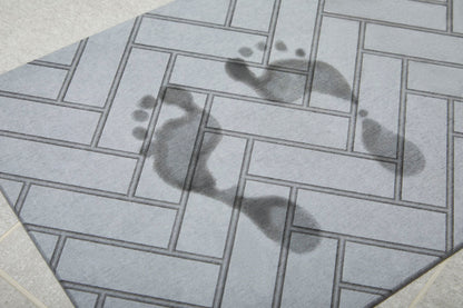 Quick-dry Stone Shower & Bath Mat | Grey Parquet Tile