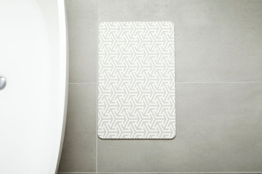 Quick-dry Stone Shower & Bath Mat | White/Light Grey
