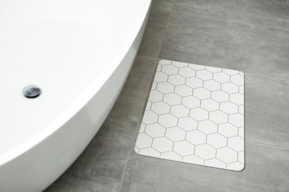 Quick-dry Stone Shower & Bath Mat | White Honeycomb