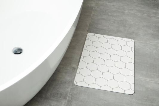 Quick-dry Stone Shower & Bath Mat | White Honeycomb