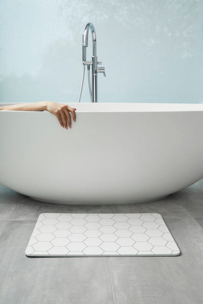 Quick-dry Stone Shower & Bath Mat | White Honeycomb